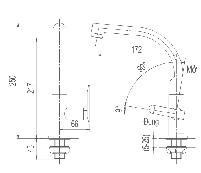 Bản vẽ kỹ thuật vòi bếp lạnh INAX SFV-29