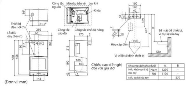 Bản vẽ kỹ thuật máy sấy tay Misubishi JT-MC205JS-W-NE