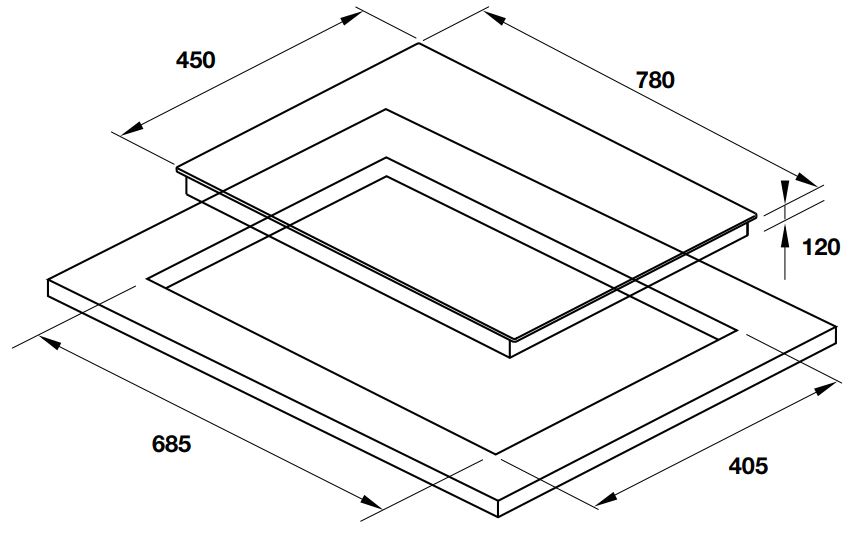 Bản vẽ bếp ga HC-G782A Hafele 2 vùng nấu