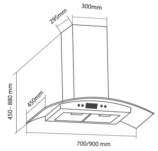 Bản vẽ máy hút khói khử mùi gắn tường EH 70K11E Eurosun